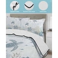 thumbnail image 3 of Quilt King Size Bedding Set, Sea Turtle Coastal Reversible Summer Quilt 3 Pieces, Nautical Summer Beach Starfish Coral Shell Lightweight Bedspreads Coverlets with 2 Pillow Shams for All Seasons, 3 of 5