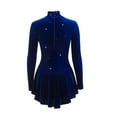 thumbnail image 3 of LIUHUO Ice Figure Skating Dress Girls Blue Velvet Stretchy Child Competition Dancewear,130, 3 of 6