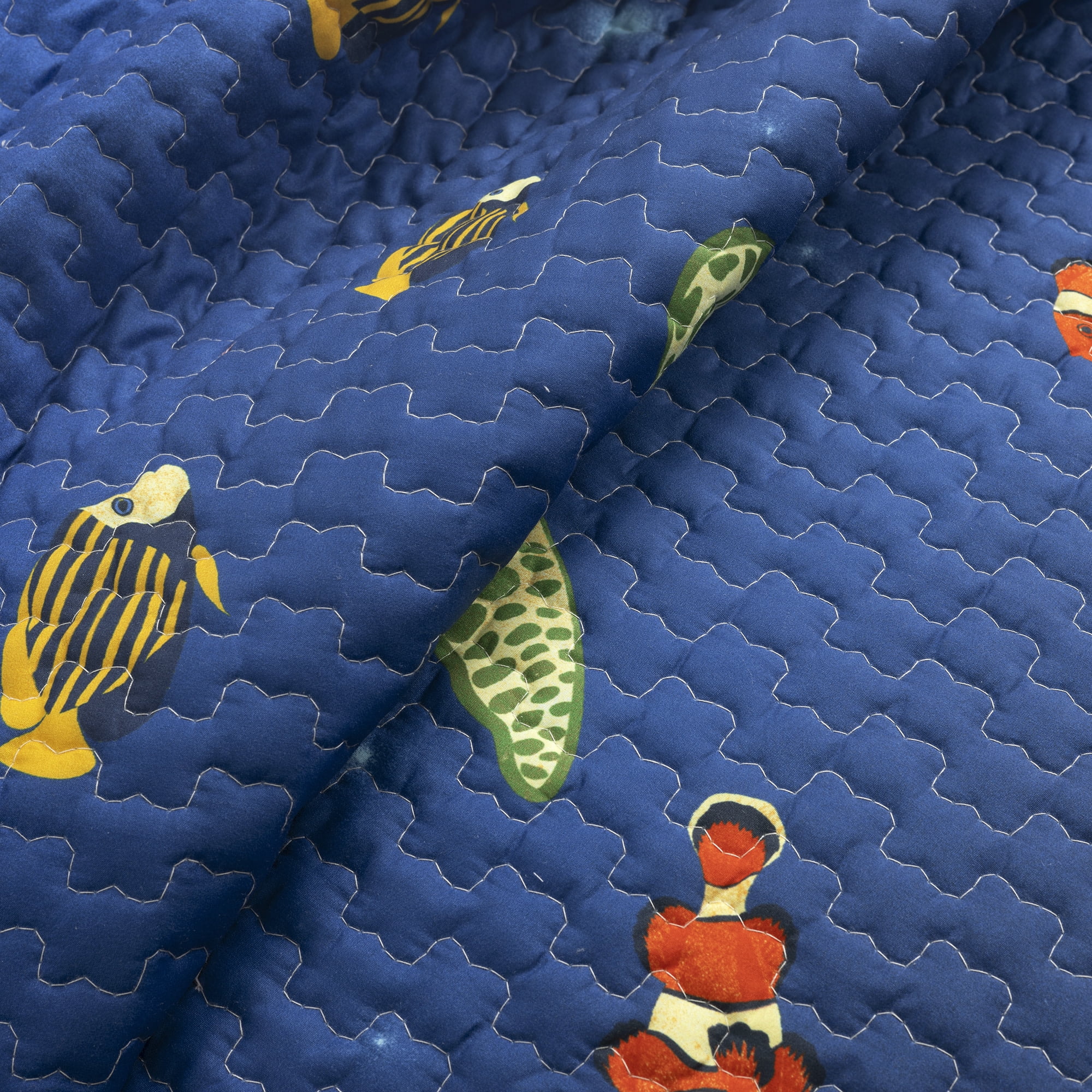 Under The Sea Quilt Navy/Multi 3Pc Set Full/Queen