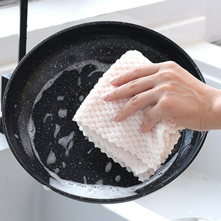 HEVIRGO Kitchen Washcloths Super Absorbent Cleaning Cloth Car Dishwashing  Hangable Rag Soft Towel, Beige