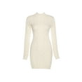 thumbnail image 6 of Backless Knitted Sheath Dress Women Long Sleeve Turtleneck Bodycon Mini Dress Casual Elegant Female Dress, 6 of 9