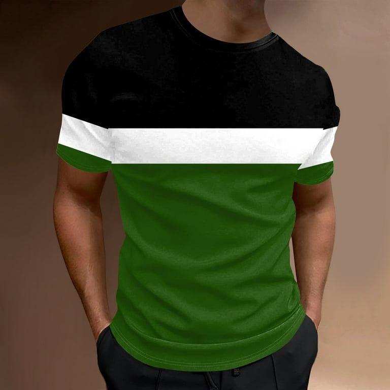 B91xZ Shirts for Men Short Sleeve Crew Neck T-Shirt,Green XXL