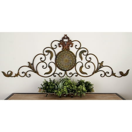 DecMode Indoor Gold Metal Rustic Floral Wall Decor