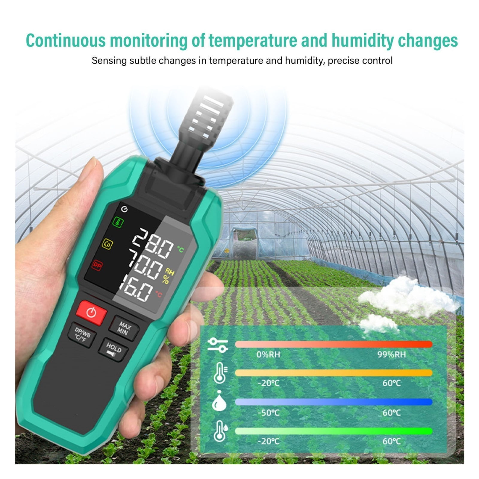 Handheld Temperature Humidity Meter Thermo Hygrometer High Sensitivity Ambient Dew Point Wet Bulb ,Fast Response
