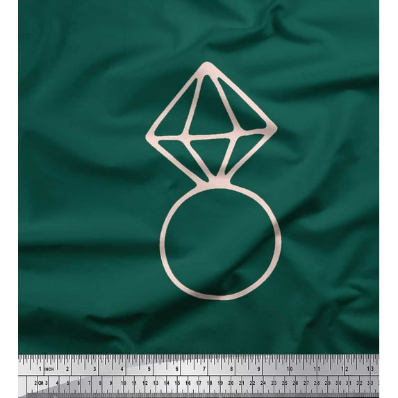 Soimoi Green Rayon Fabric Diamond Ring Fashion Printed Fabric 1 Yard 42 Inch Wide