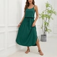 thumbnail image 2 of Afdoent Dresses For Women 2026 Sleeveless Solid Color U Neck Dress With Adjustable Drawstring Side Slit Beach To Brunch Vacation Fashion Outfits, 2 of 8