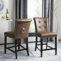 SAFAVIEH Taylor 26 in. H Modern Counter Stool with Ring, Brown, Set of 2