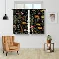 thumbnail image 2 of Boho Floral Kitchen Curtains - Bohemian Mushroom Vintage Plants Flowers Cafe Small Short Tier Window Curtains for Bathroom Living Room Decor Rod Pocket Window Drapes 36 Inch Length Set 28"x36", 2 of 5