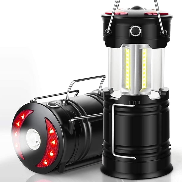 Linternas para acampar, linterna LED recargable y a batería, 4 modos de luz, alto lúmenes, portátil con base magnética, compacta para acampar, hacer caminatas, emergencias, tormentas,