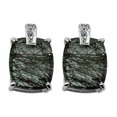 thumbnail image 1 of Black Rutile (Slice) Cushion Shape Gemstone Jewelry 925 Sterling Silver Stud Earrings, 1 of 4