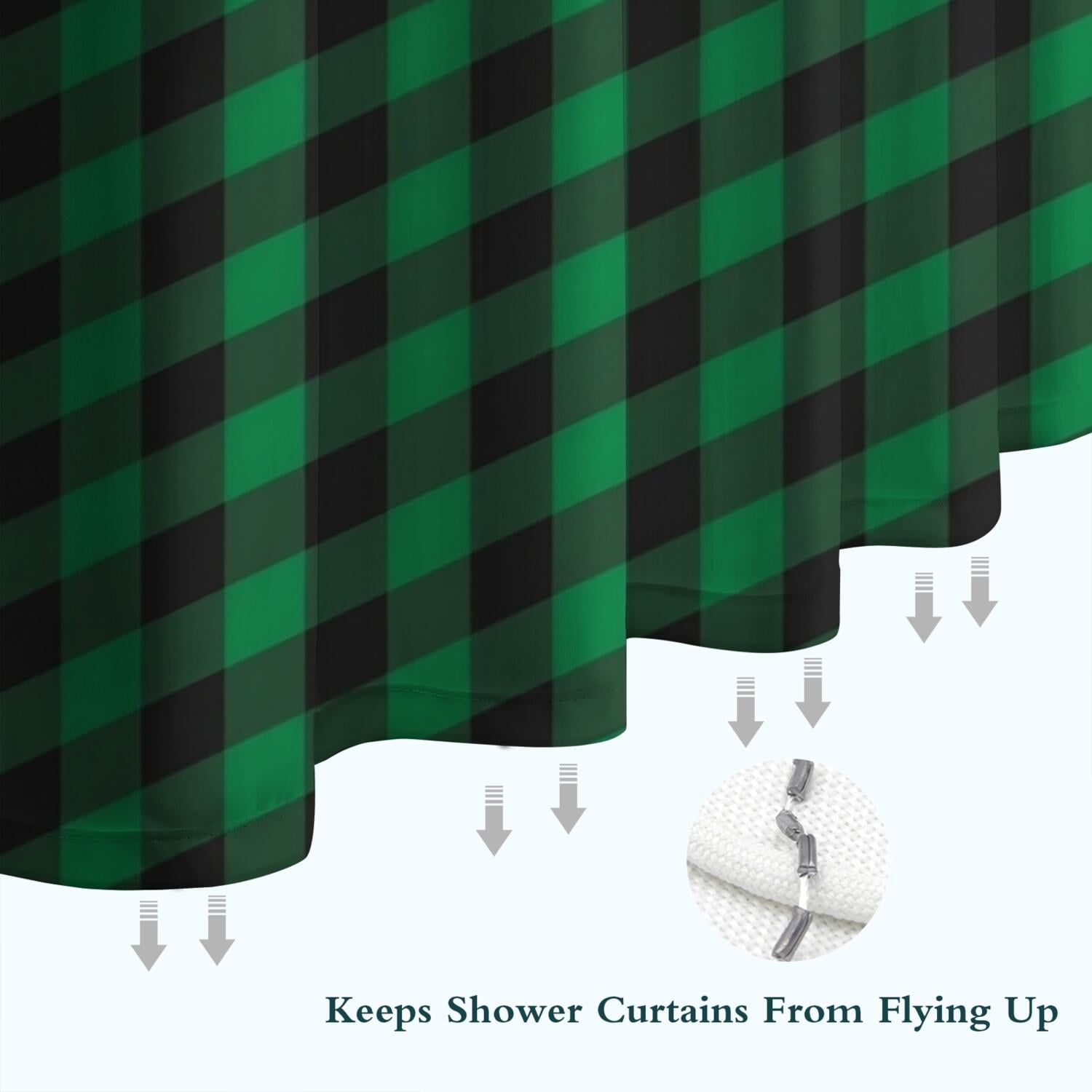 Green Black Checkerboard Checkered Pattern Shower Curtain 84"x72" ,Bathroom Decorative Shower Curtains Set with 12 Hooks,Modern Waterproof Washable Shower Curtain
