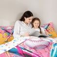 thumbnail image 4 of Erosebridal Baseball Ice Cream Twin Comforter Sets 3-Piece for Kids,Boys Girls Colorful Sprinkles Pink Drip Food Waffle Bedding Set,Ultra Soft Home Decor, 4 of 6