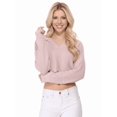 thumbnail image 3 of Yemak Women's Long Sleeve Knit Cropped Sweater Pullover with Hoodie KC009-BLUSH-S/M, 3 of 5
