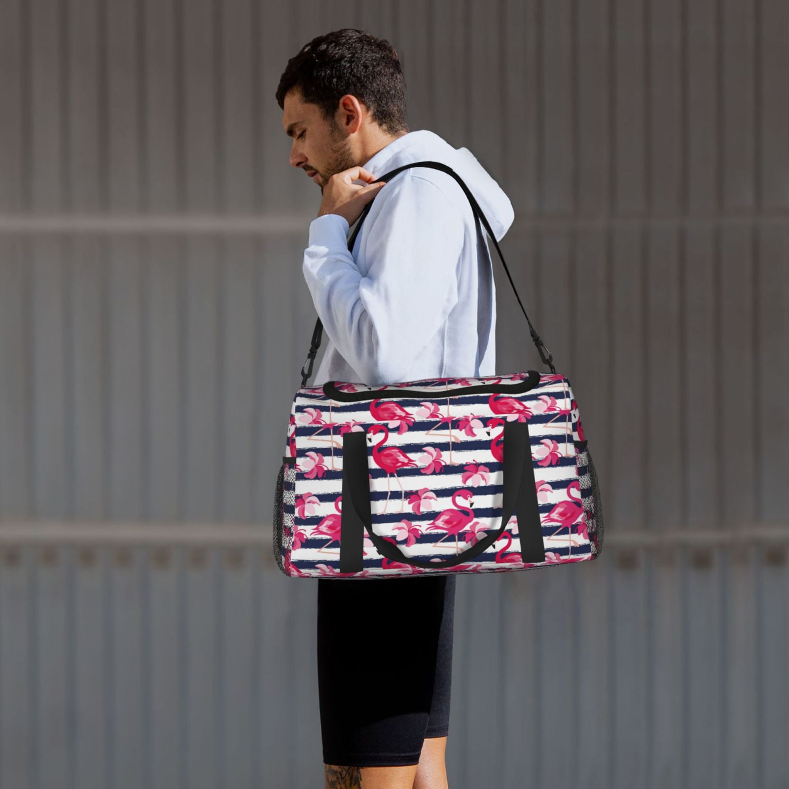 Fuzoiu Flamingos Print Travel Duffle Bag,Carry On Tote Bags,Duffel Bag,Sport Gym Bag, Hospital Bag for Labor and Delivery, Overnight Bag,Luggage Bag