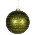 thumbnail image 1 of Vickerman 4" Dark Olive Matte/Glitter Ball Christmas Ornament 4 per Box, 1 of 1