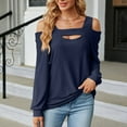 thumbnail image 5 of EDFBUYKRS Womens Fall Long Sleeve Tunic Tops Notch V Neck Shirt Casual Pleated Basic Pullover M, 5 of 9