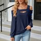 thumbnail image 5 of MHFRRA Camiseta Básica con Cuello En U para Mujer, Suave, Cómoda e Informal, para Uso Diario, Ideal para Vacaciones, Top Básico Versátil con Jeans, para Toda La Temporada, Color Puro. Marina de Guerra, 5 of 8