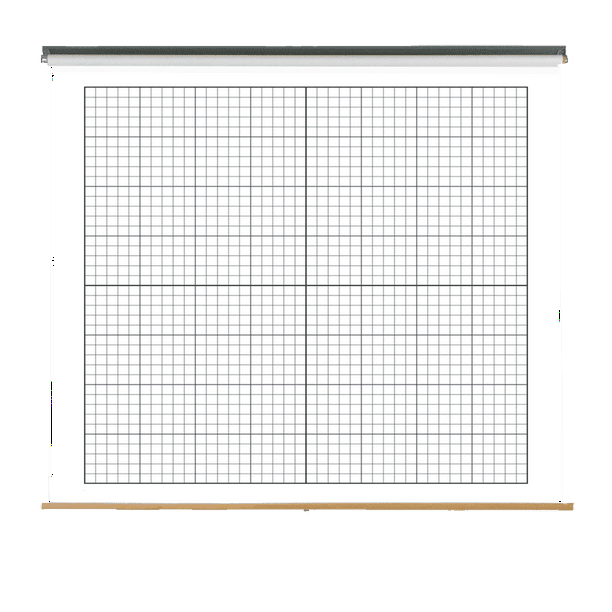 Pull Down Dry Erase Chart, 1" Grid XY Axis