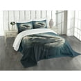 thumbnail image 3 of Ambesonne Earth Quilted Bedspread Set 3 Pcs, Planet Majestic Clouds, Queen Size, Petrol Blue White, 3 of 5