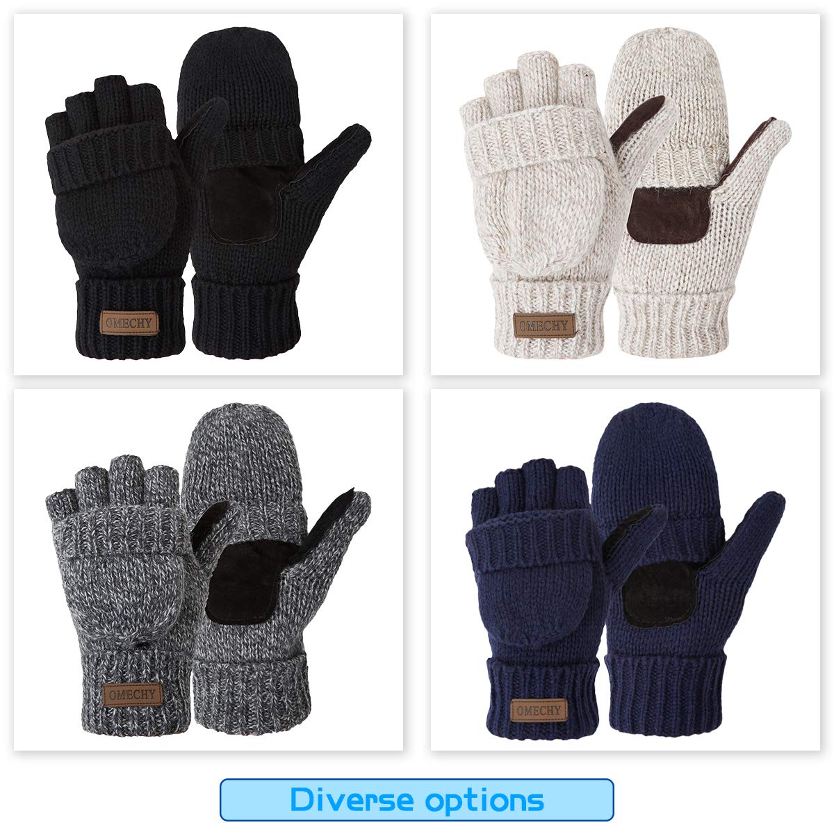 Cooplus Winter Wool Convertible Fingerless Gloves photo 7