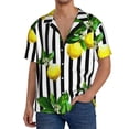 thumbnail image 3 of Sigee Lemons on Striped Print Men's Shirts Casual Button Down Short Sleeve Summer Beach Shirt Hawaiian Vacation Shirts Tee Shirt-Large, 3 of 7