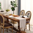 thumbnail image 4 of Rustic Linen Table Runner Farmhouse Style Table Runners 72 inches Long Embroidered Table Runner with Hand-Tassels for Party, Dresser Decor and Dining Room Decorations(Light Coffee, 13.7"×72"), 4 of 5