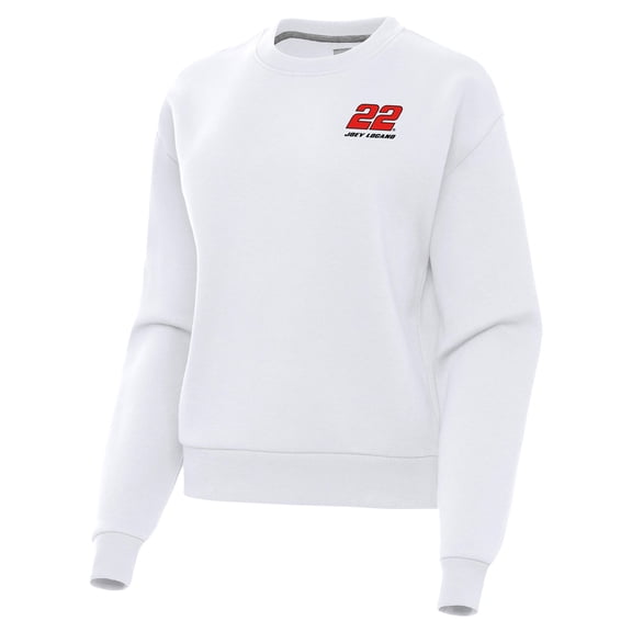 Women's Antigua  White Joey Logano-Victory Pullover Sweatshirt