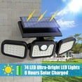 thumbnail image 5 of HIKE Solar Lights, 3 Head Motion Sensor Lights Adjustable 74 LED Flood Lights Outdoor Spotlights 270° Wide Angle Illumination IP65 Waterproof for Porch Garden Patio Garage Pathway（2 Pack）, 5 of 9