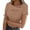 Khaki, variant on Kovlvoll Womens Tops Short Sleeve Cutout Neck Ribbed Slim Fitting Comfy Shirts Fashion Basic Tees Going out Top