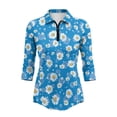 thumbnail image 2 of Binienty Blue Daisy Golf Shirts for Women Athletic 3/4 Sleeve Shirts Lightweight with Collar Shirt Machine Washable for Golf,Tennis,Hiking,Running,Gym, 2 of 7