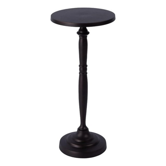 Beaumont Lane Table d'Appoint Ronde Traditionnelle pour l'Extérieur avec Piédestal en Métal - Bronze