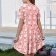 thumbnail image 5 of yuCgh Floral Print Easter Dress for Girls, Short Sleeve Summer Dress with Front Pocket, Lightweight Casual Party Dress for Kids,Pink 110, 5 of 5