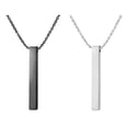 thumbnail image 1 of Collar Acero Inoxidable Dije Rectangular Hombre y Mujer 2 pzs negro/plata, 1 of 5