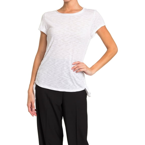 Catherine Side Tie Slub T-Shirt, Bright White, Small
