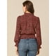 thumbnail image 5 of INSPIRE CHIC Blusa De Mujer Con Volantes Y Peplum Con Cuello Alto Y Manga Abullonada Rojo L, 5 of 6