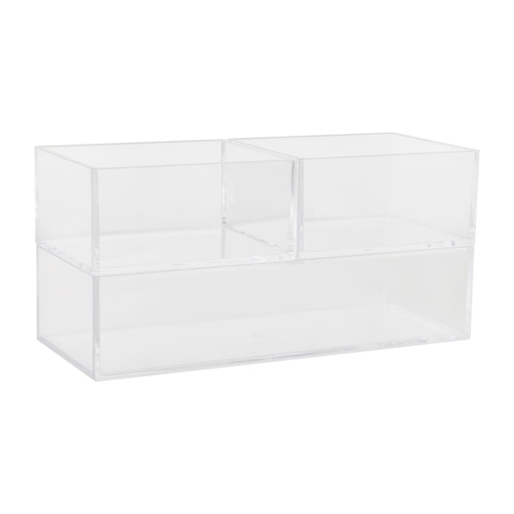 Martha Stewart Brody Set of 3 Stack and Slide Plastic Tray Office Desktop Organizers, 2- Small and 1-Medium