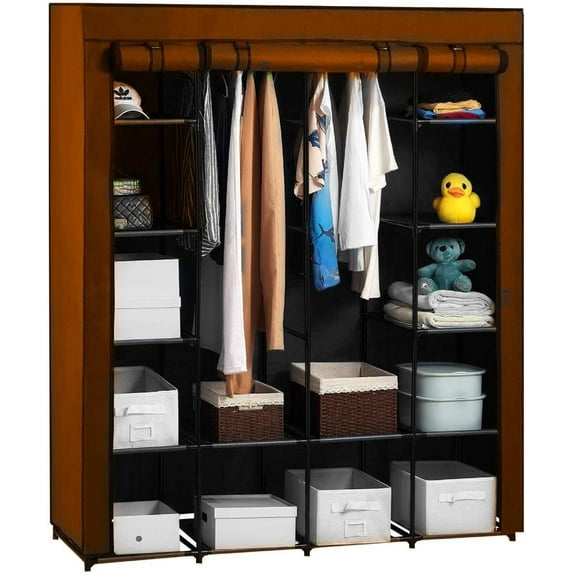 Ktaxon Non-Woven Fabric Portable Closet Organizer Storage with 14 Shelves, Brown