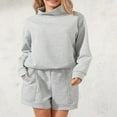 thumbnail image 4 of Survêtements 2 Pcs pour Femmes avec Sweat à Col Roulé Ample et Shorts, 4 of 9