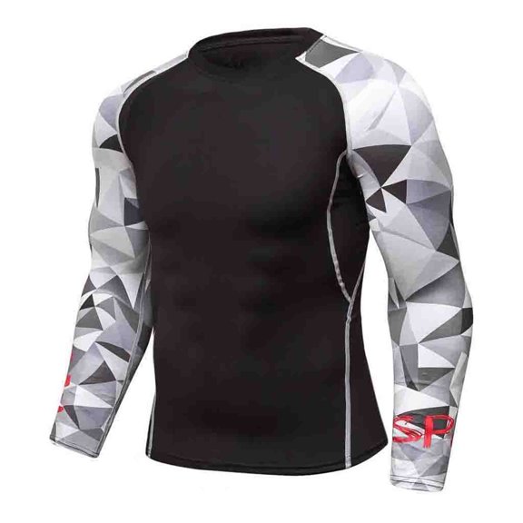 Lilgiuy Men's Breathable Long Sleeve Yoga Fitness Print Sport Soft T-Shirt Top Blouse Creative Gift for Dad Father Husband