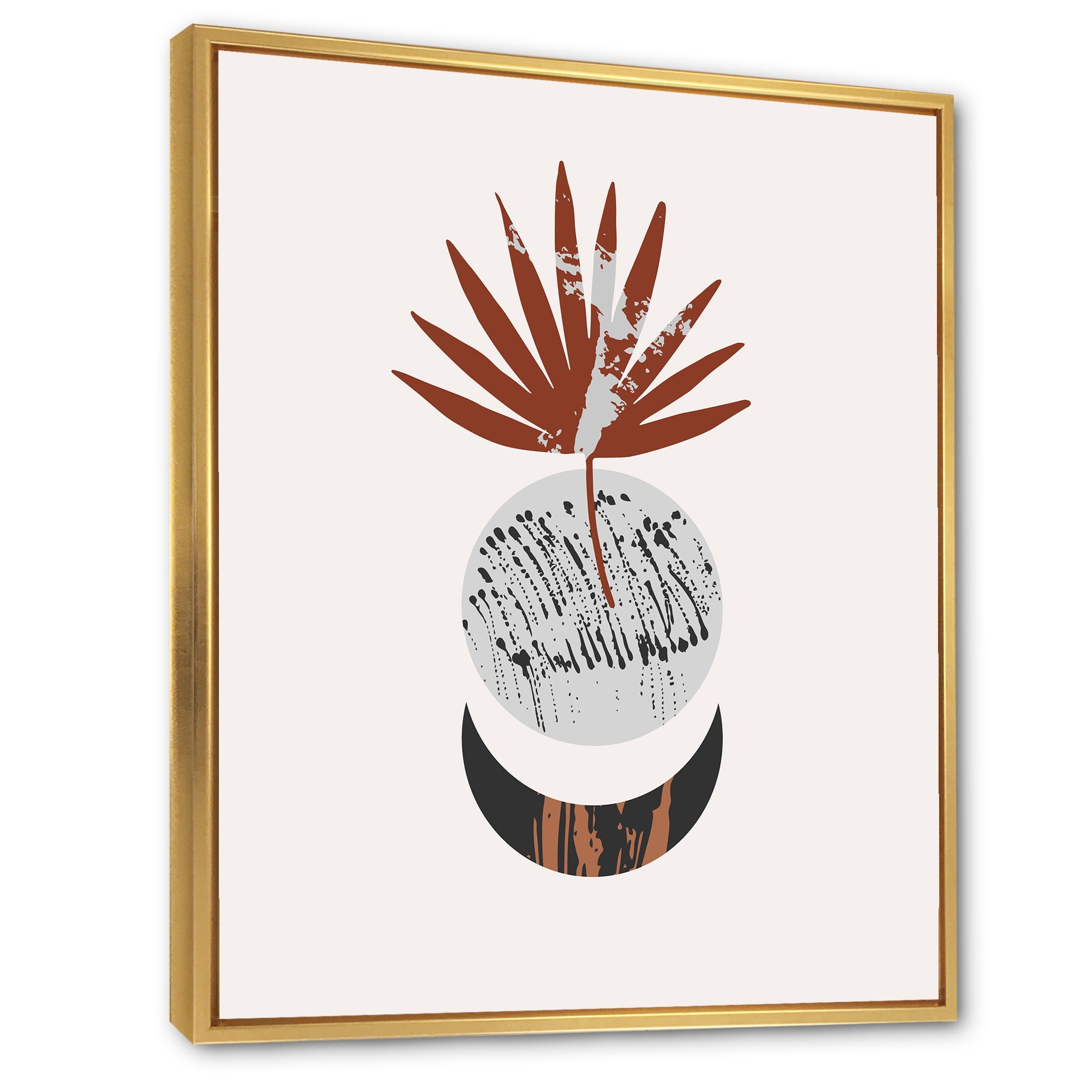 Designart 'Sun and Moon Shapes In Retro Terracotta Tones V' Modern Framed Canvas Wall Art Print