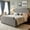 Grey, variant on Queen Size Velvet Bed Frame, 50.2 in Tall Headboard & Footboard, Upholstered Platform Queen Bed Frame with Nailhead Trim, No Box Spring Needed, Noise Free, Solid Wooden Slats, Beige
