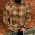 thumbnail image 4 of YFNNUP Mens Plaid Shirt Casual Button Down Flannel Shirts Long Sleeve Work Tshirt Lightweight Beach T-Shirts Coffee XXL, 4 of 9
