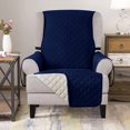 thumbnail image 2 of CHOK 2024 Reversible Wing Chair Slipcovers with Elastic Band and Side Pocket (Navy), 2 of 6