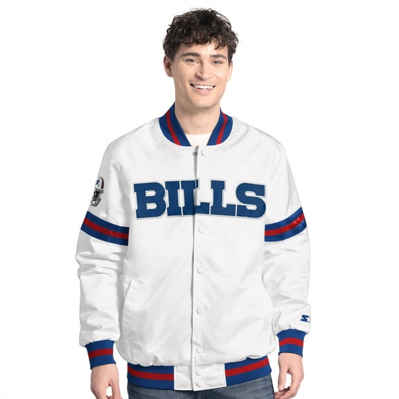 Men's-Starter White Buffalo Bills Scout Full-Snap Varsity Jacket