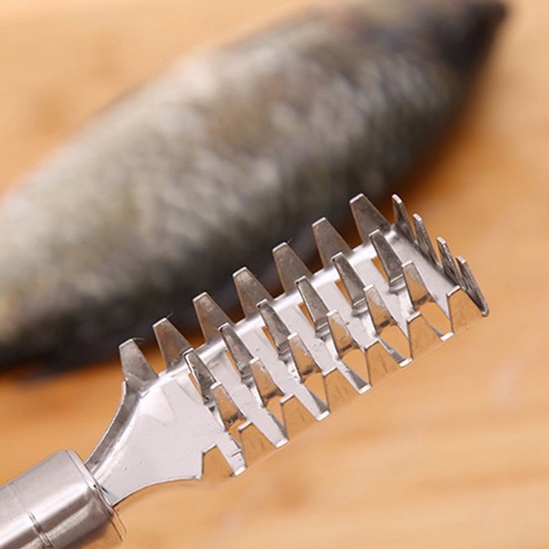 Squamatore Pesce In Acciaio Inox 304 - Strumento Professionale Per Pulire Pesce, Denti Di Sega, Impugnatura Antiscivolo