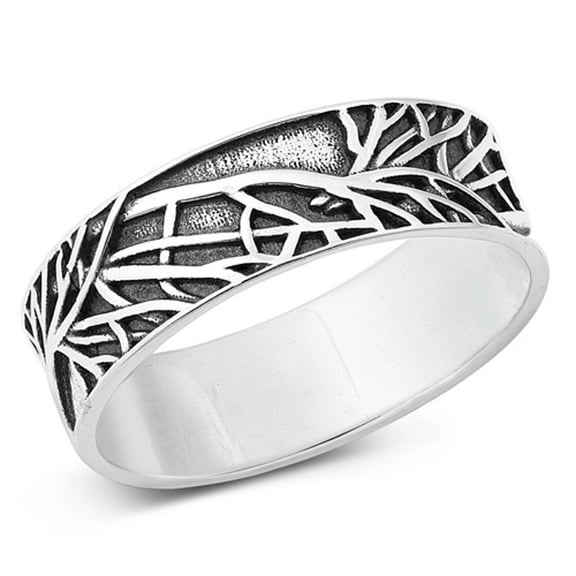 Tree Branches Forest Wild Ring .925 Sterling Silver Band Jewelry Female Male Unisex Size 8
