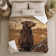 thumbnail image 4 of Chocolate Labrador Hunting Wetlands Scene Rustic Outdoor Art, Peaceful Pet Portrait Pattern, Warm Flannel Blanket for Cabin and Lodge, Dog Lovers Father's Day Gift, Pet Lover Home Decor, 4 of 8