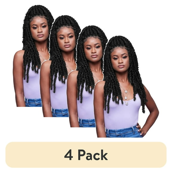 (4 pack) Darling Passion Twist Crochet Hair 2X Pack, 24 inch, #1B, Adult, Women