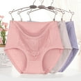 thumbnail image 6 of opvise Women Briefs Solid Color Lace Cotton High Waist Female Pants Underwear Inside Wear Grey 4XL, 6 of 8