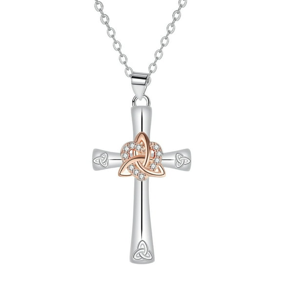 ICTPTOSL Celtic Cross Necklace for Women, Sterling Silver Cross Faith Jewelry Gifts for Women